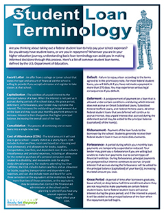 student loan terminology flyer